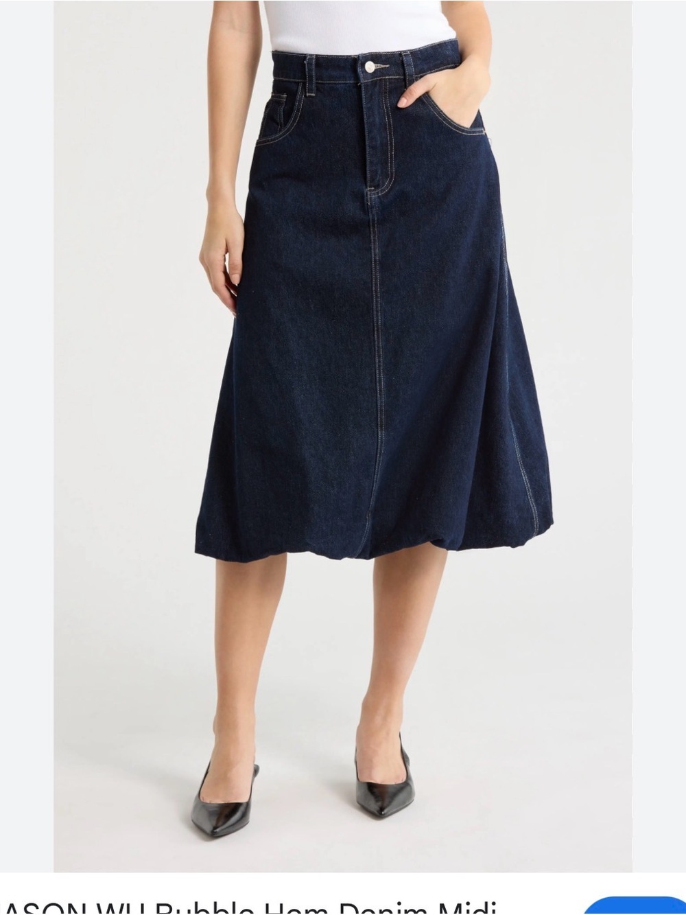 Jason Wu Dark Indigo Denim Midi Skirt